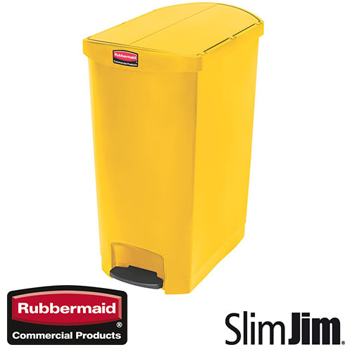 Afvalbak Slim Jim End Step On container Rubbermaid 90 liter geel